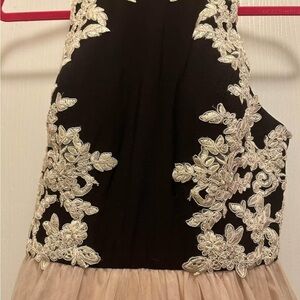 Blondie Nites Elegant Black and Cream Lace Dress